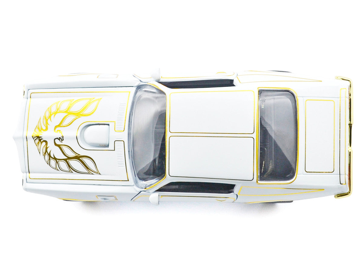 1973 Pontiac Firebird Trans Am White Metallic with Gold Accents "Luxe Legends" Series 1/24 Diecast Model Car by Motormax