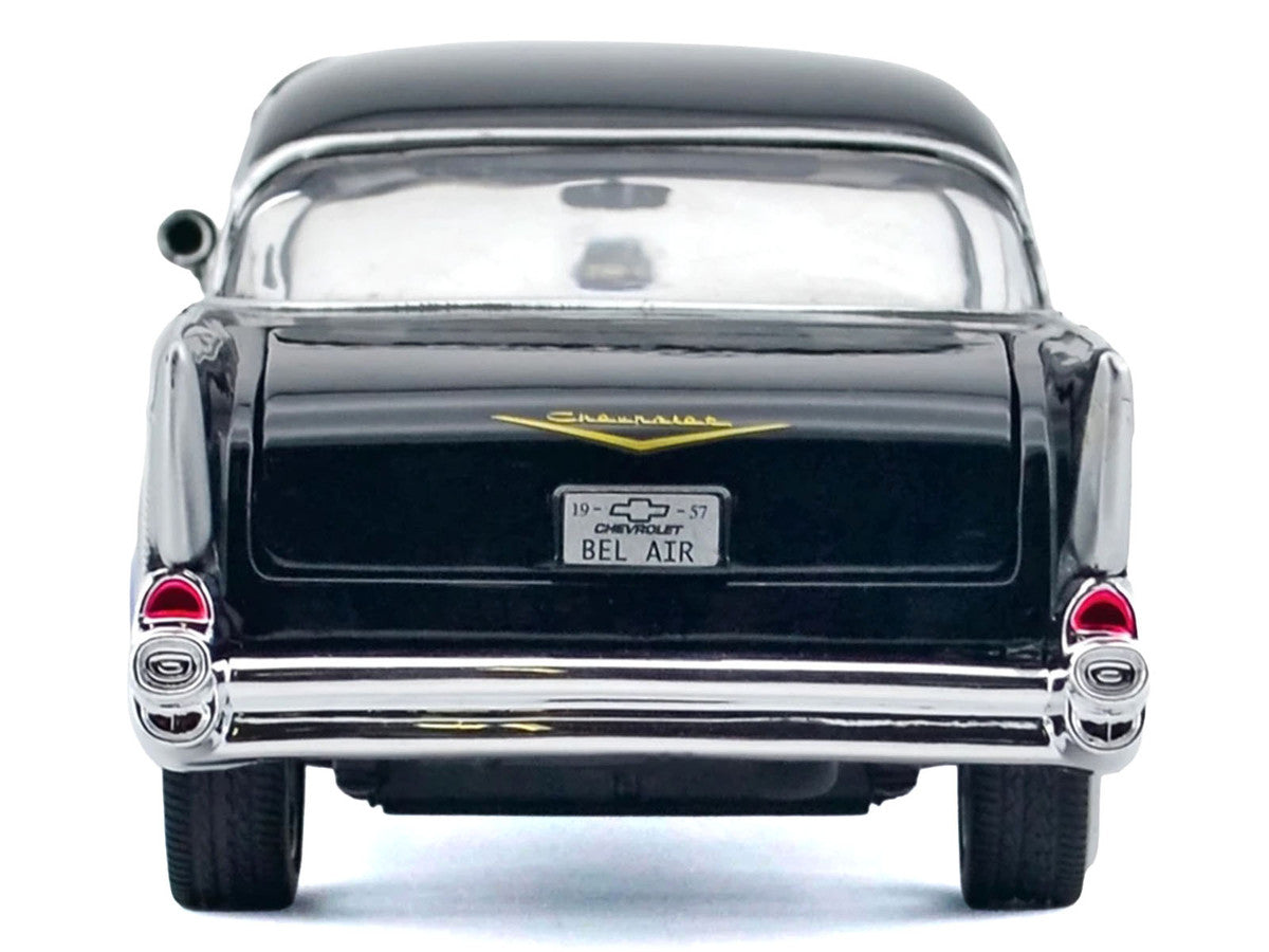 1957 Chevrolet Bel Air Black with Blue Flame Graphics "Kult Klassics" Series 1/24 Diecast Model Car by Motormax