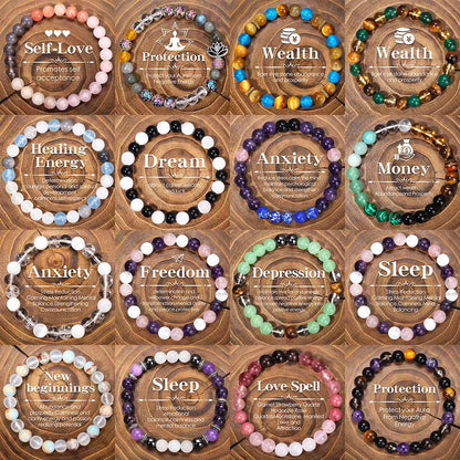 Crystal Tiger Eye Colored Beaded Bracelet