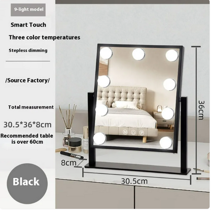Vanity Mirror with Lights, Hollywood Vanity Makeup Mirror with 9 Dimmable LED Bulbs, 3 Color Lighting Modes, Detachable 10X Magnification, 360°Rotation,White