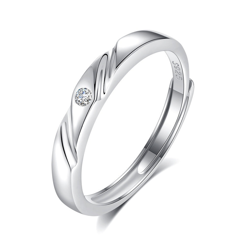 S925 Silver Adjustable Ring For Couples