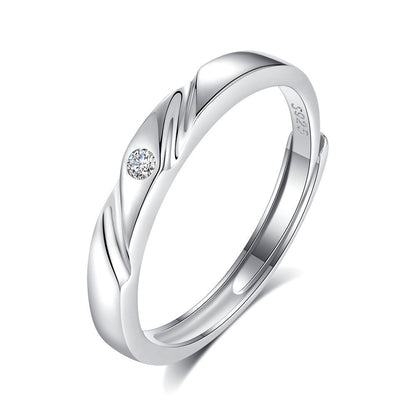 S925 Silver Adjustable Ring For Couples