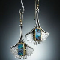 Creative Ginkgo Leaf Color Turquoise Earrings