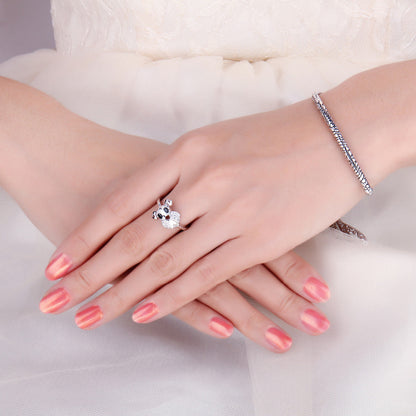 S925 silver cute puppy ring