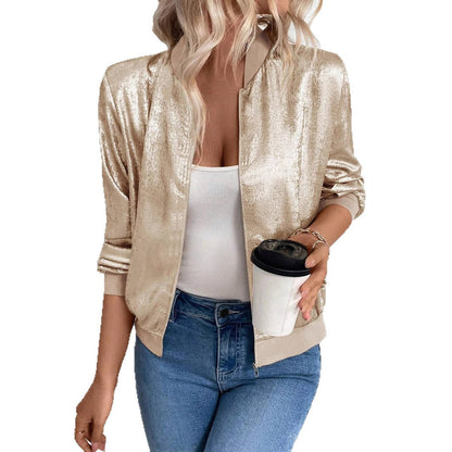 Thin Coat With Zip Slim Fit Slimming Casual Jacket Top