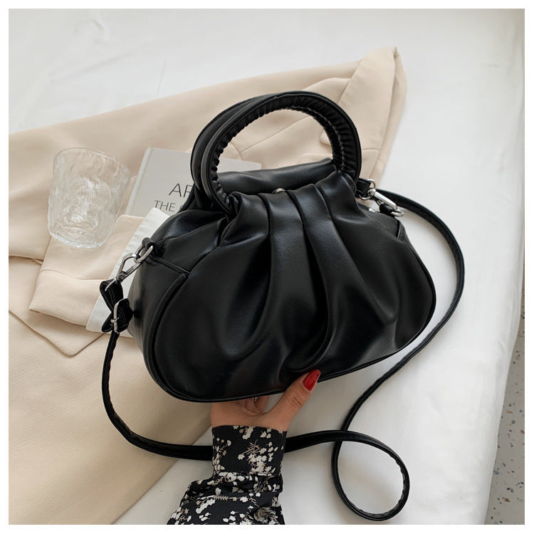 Versatile Womens Retro Cloud-Print Pleated Shoulder Crossbody Bag