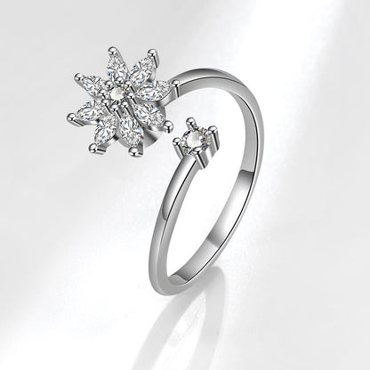 S925 Silver Snowflake Spinning Ring