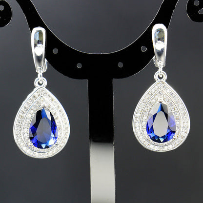 Jewelry Four-piece Set Rings Pendants Earrings Drop-shaped Gem