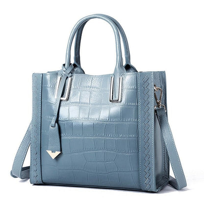 Pattern Woven Leather Tote Handbag for Women