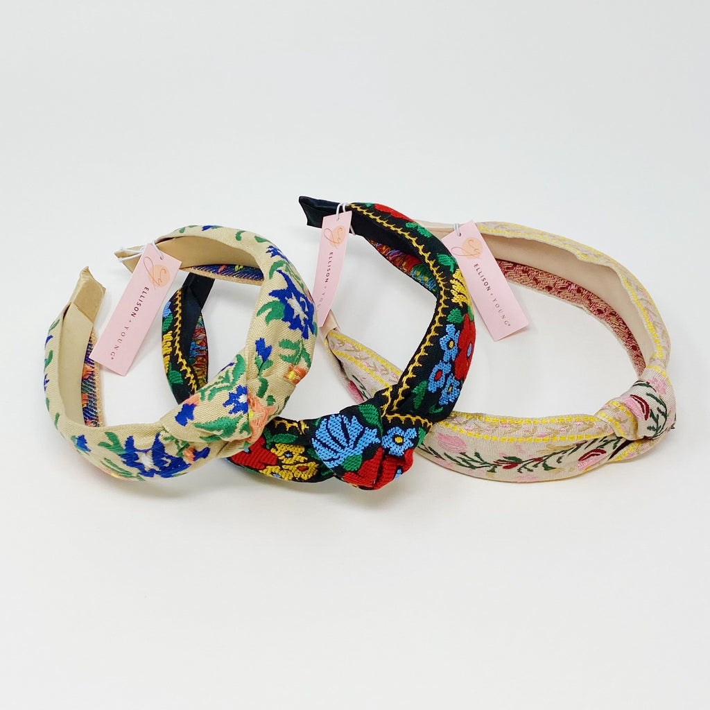 French Floral Embroidered Headband
