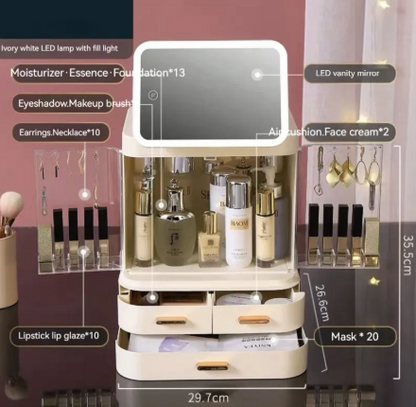 Lighted Mirror Makeup Storage Box