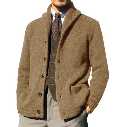 New Sweater Men's Euro American Solid Long Sleeve Knitted Cardigan