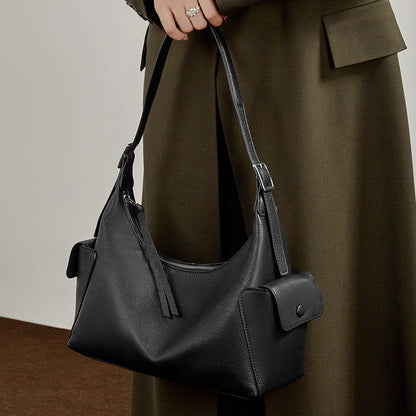 Womens Large-Capacity Casual Leather Shoulder And Crossbody Bag