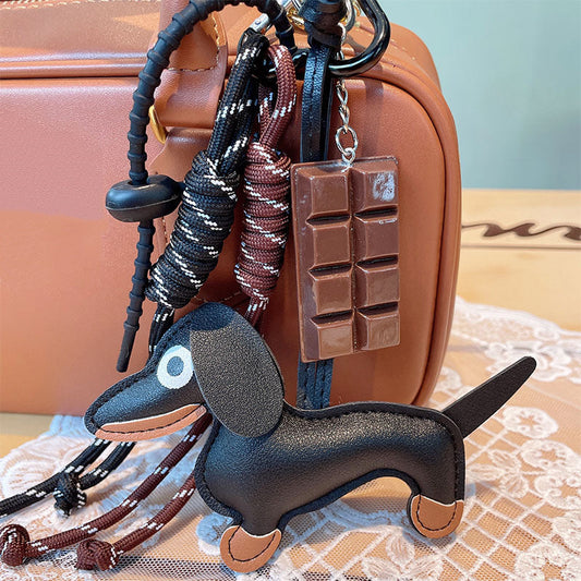 Retro Sausage Puppy Car Key Ring