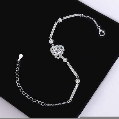S925 Silver Moissanite Rose Bracelet