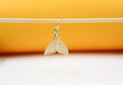 Gold Fish Tail Pendant With Zirconia Stones For 18K Gold Filled