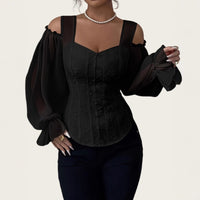 Elegant Off-Shoulder Floral Jacquard Blouse For Women