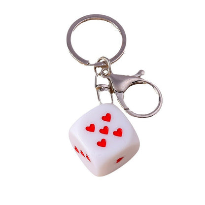 Love Dice Keychain Creative Design Oil Dripping Alloy Handmade Pendant Accessories