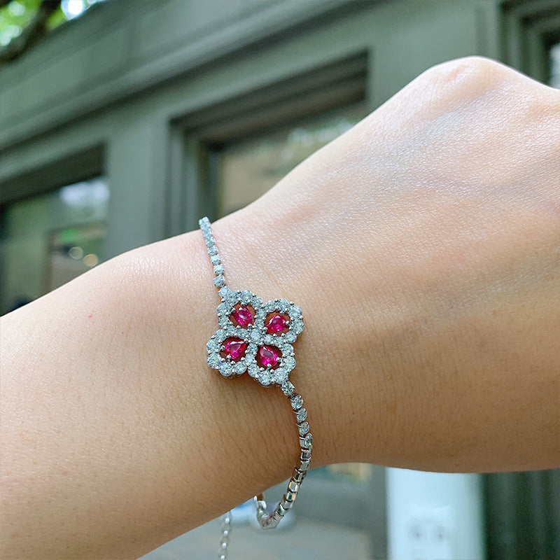 Ruby Square Bracelet for Women - Perfect Mother's Day Gift