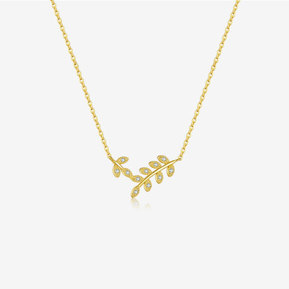 S925 Sterling Silver Leaf Shaped Necklace