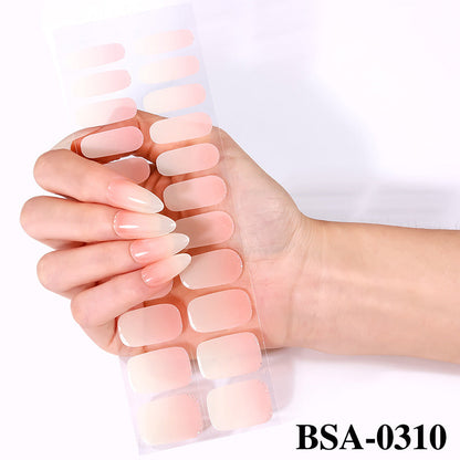 Simple Solid Color Scallion Powder No-bake Gel Nail Stickers