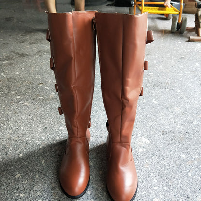 Lace-up Boots Round Toe Low Heel Rider Boots