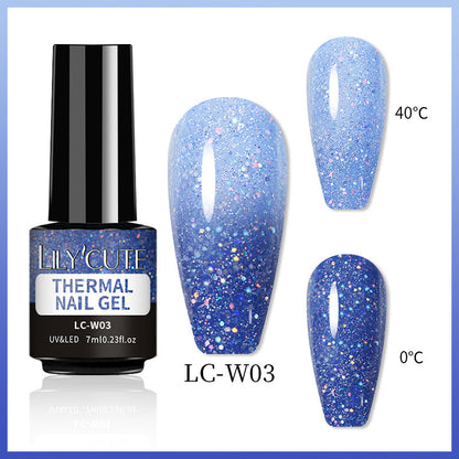 Temperature Change Glitter UV Polish Three-section Color Change