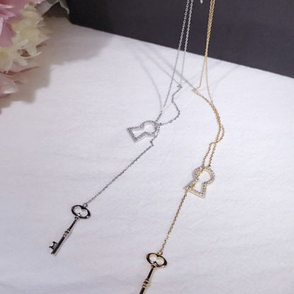 S925 Sterling Silver Key Lock Necklace