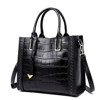 Pattern Woven Leather Tote Handbag for Women