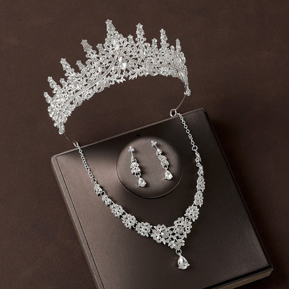 Retro Atmospheric Rhinestone Birthday Crown Hair Accessories Three-piece Suit