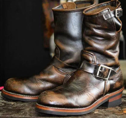 Low Heeled Autumn And Winter Round Toe Mid Tube Men's Boots