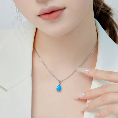 S925 Sterling Silver Opal Necklace