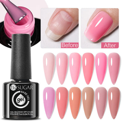 Reinforced Long-lasting No-file Base Coat With Shimmering Glitter Gel Polish