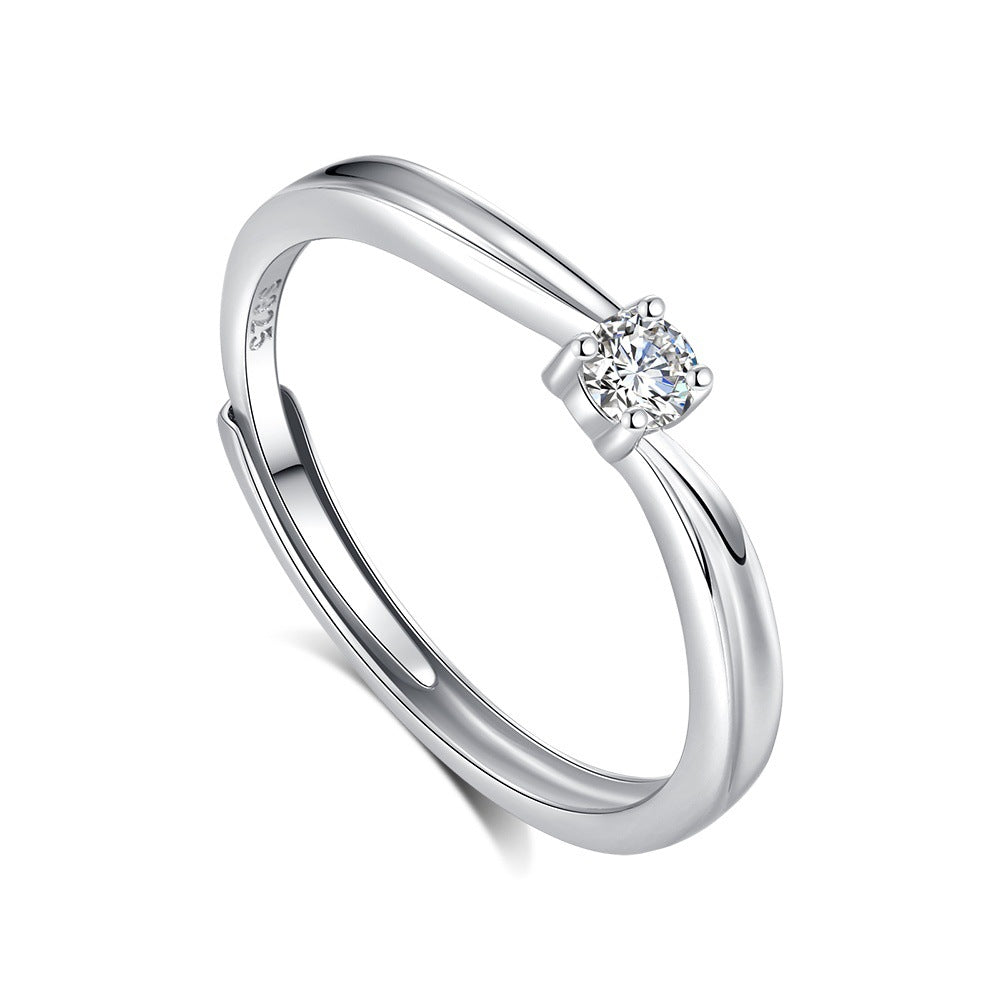 S925 Silver Adjustable Ring For Couples