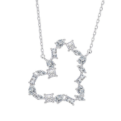 S925 Sterling Silver Zircon Heart Necklace