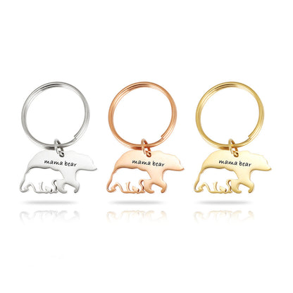 Mother's Day Stainless Steel Keychain - Mama Bear Gift