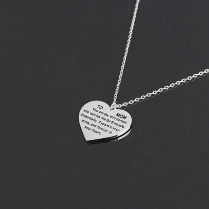 Heart-Shaped Engraved Necklace for Mother's Day Gift