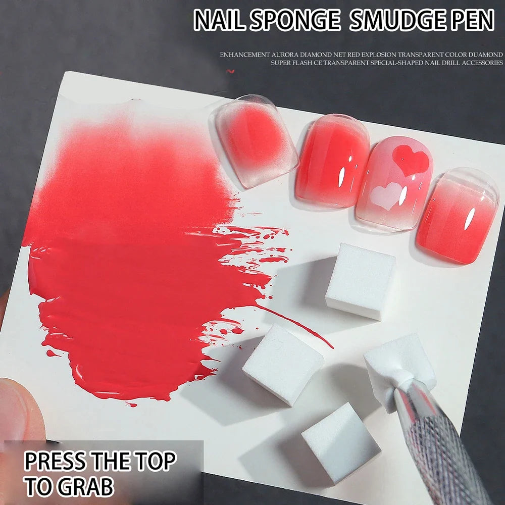 100pcs Gradient Sponge Brush Nail Art Sponge Set for DIY Nail Art Gel Polish Brush Glitter Powder Manicure Accessory
