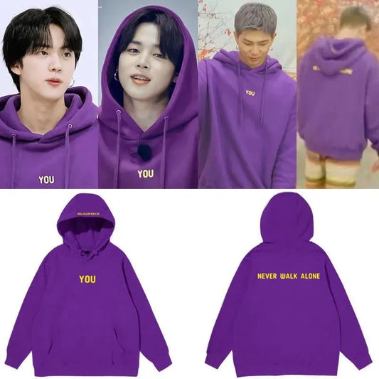 Kpop Original Hoodie Printed Seven With You 13 You Never Walk Alone Digital File Jimin Merch For Fans Card Purple Sweatshirt