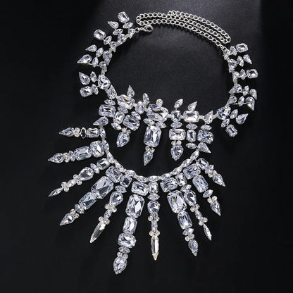 Stonefans Fashion Oversize Crystal Necklace for Women Exaggerated Drag Queen Multi-layer Rhinestone Necklace Irregular