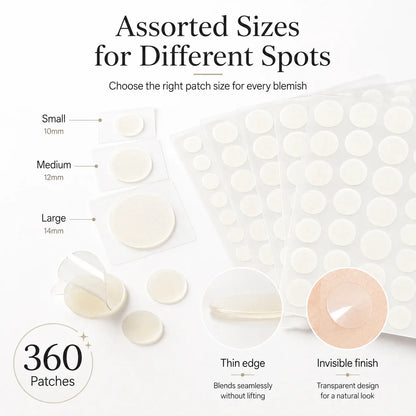 360pcs Face Acne Patch Invisible Skin Care Pimple Acne Patches Anti-inflammatory Healing Absorbing Spot Sticker Covering Acne