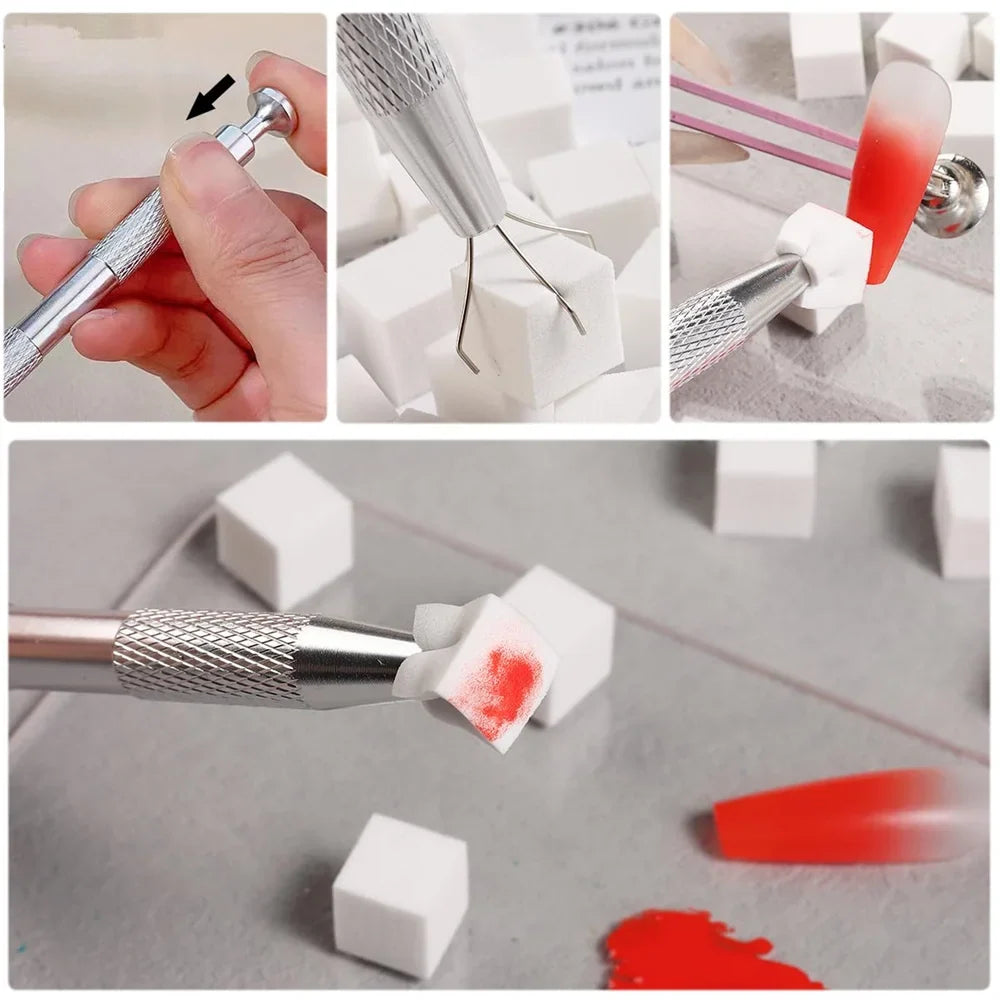 100pcs Gradient Sponge Brush Nail Art Sponge Set for DIY Nail Art Gel Polish Brush Glitter Powder Manicure Accessory