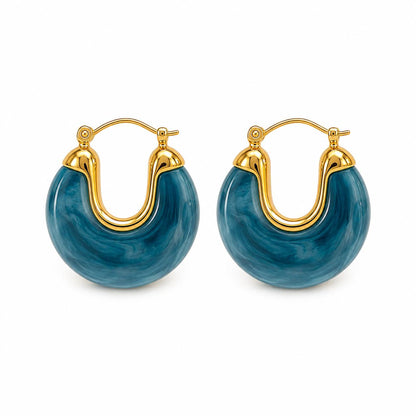 Marbled Resin Chunky Hoop Earrings
