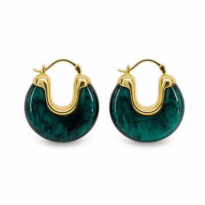 Marbled Resin Chunky Hoop Earrings