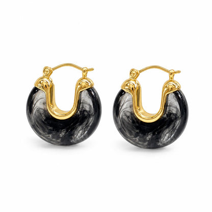 Marbled Resin Chunky Hoop Earrings