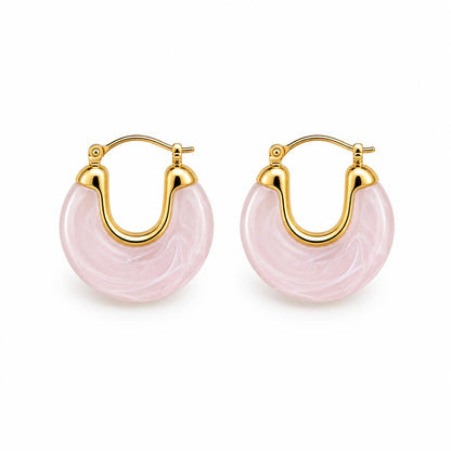 Marbled Resin Chunky Hoop Earrings