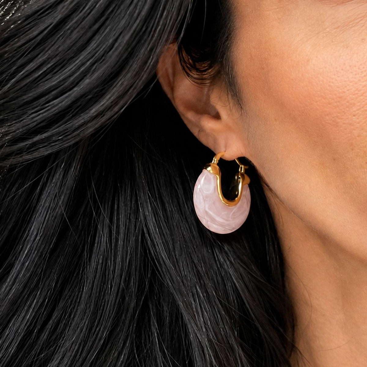 Marbled Resin Chunky Hoop Earrings
