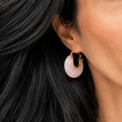 Marbled Resin Chunky Hoop Earrings