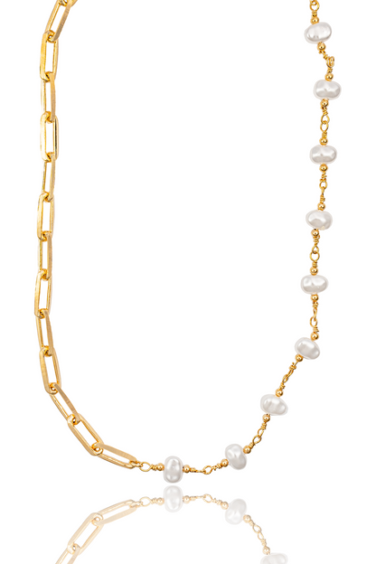 Pearl Paperclip Chain Necklace (H152)(I506)