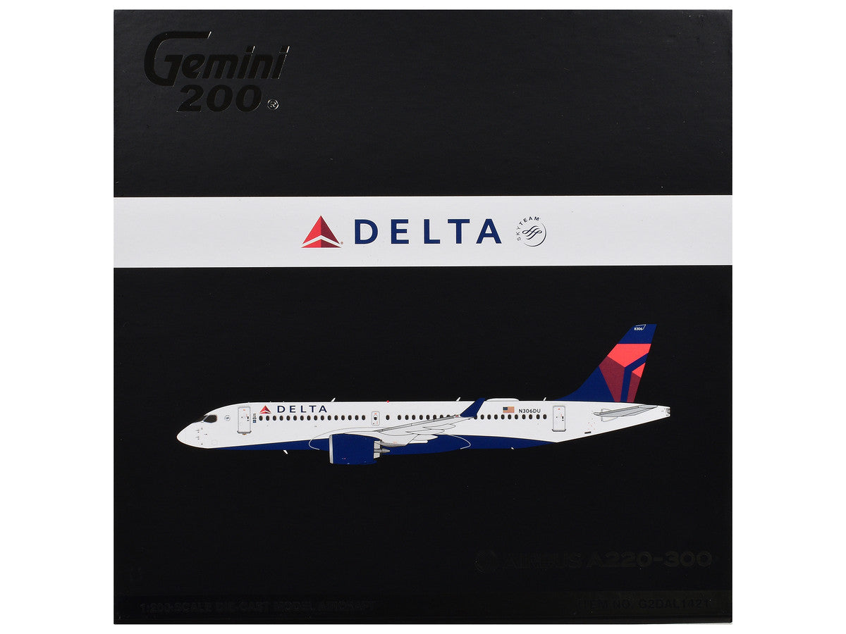 Airbus A220-300 Commercial Aircraft "Delta Air Lines" (N306DU) White with Red and Blue Tail "Gemini 200" Series 1/200 Diecast Model Airplane by GeminiJets